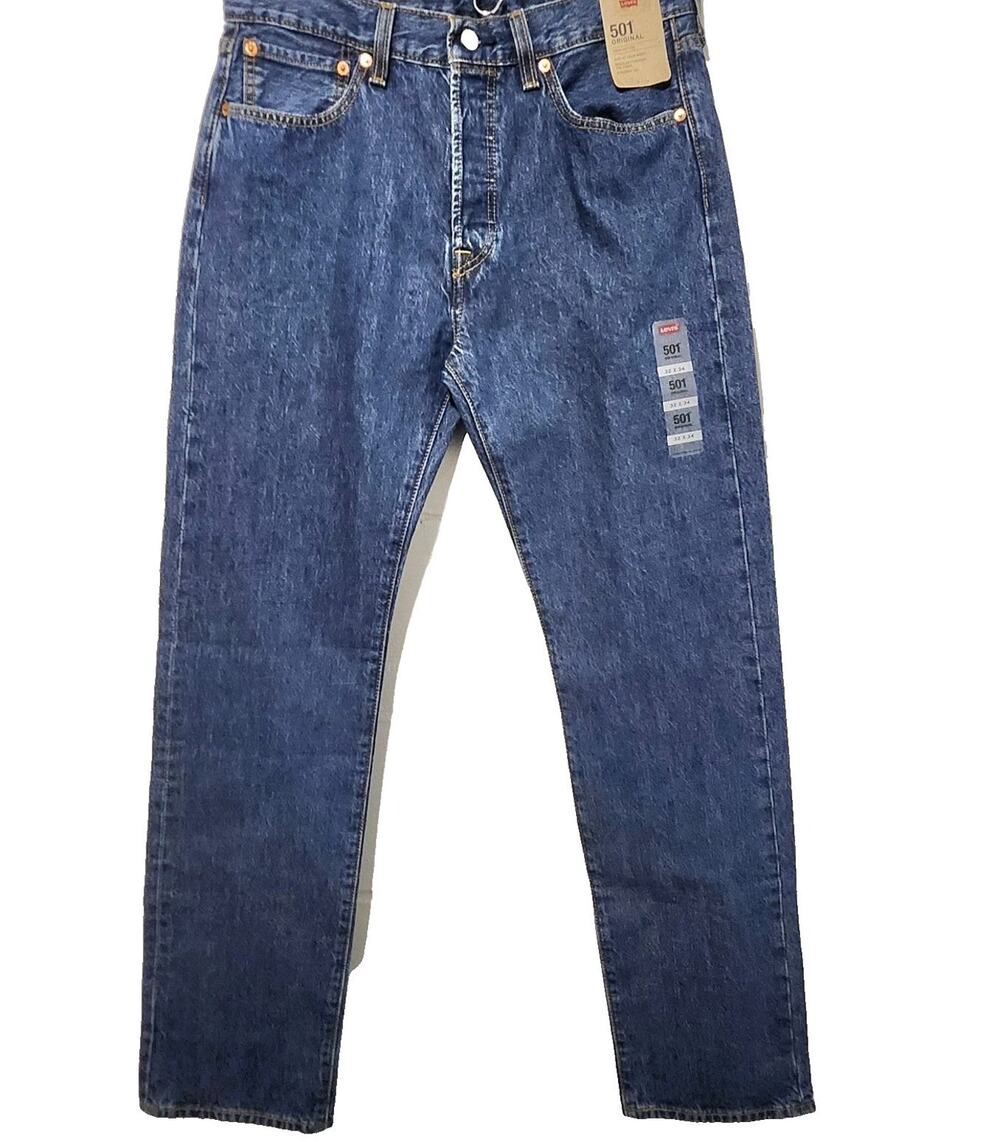 Levi's 501 Button Fly Original Fit Med Wash Blue Men's 32x34 100% Cotton Jeans